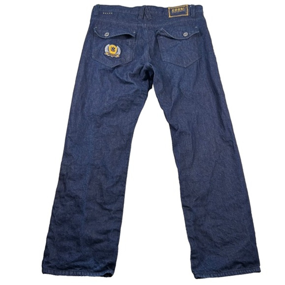 Coogi Jeans Mens 40x35 Embroidered Patches‎ Straight Leg Dark Wash Y2K